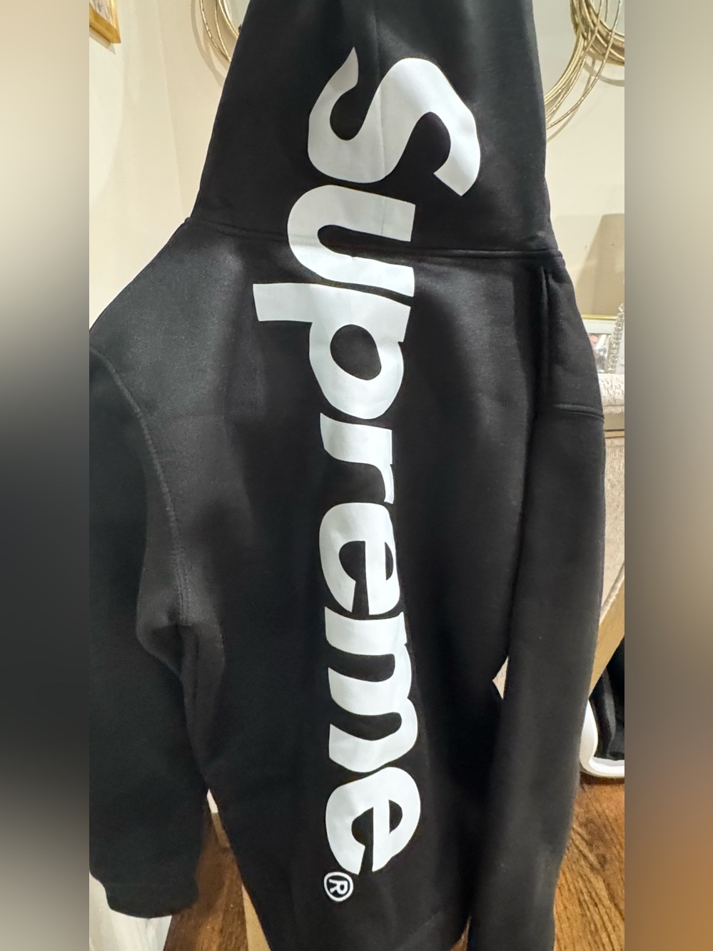 Supreme Black Crewneck with White Vertical Logo size S no tag but new